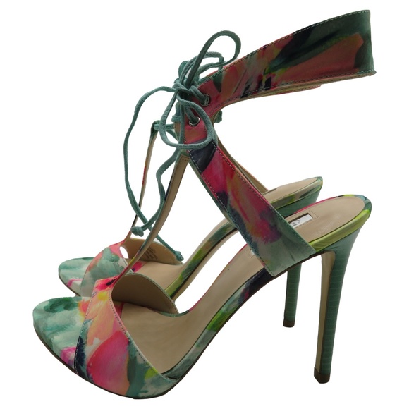 Guess ALEXES Floral Print Tie Heels Sandal 7 - Picture 5 of 8